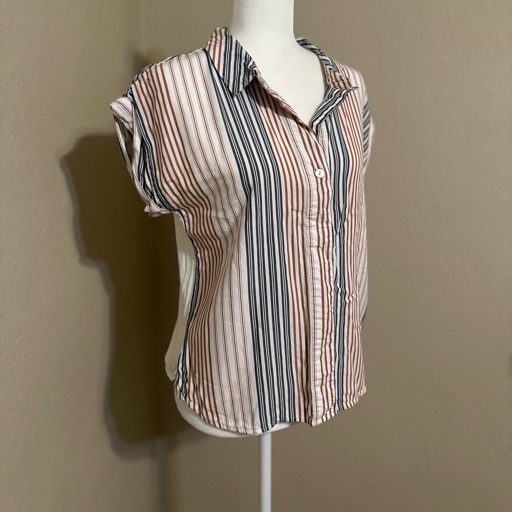 A New Day Striped Button Down Red White and Blue Size Small - Picture 2 of 6